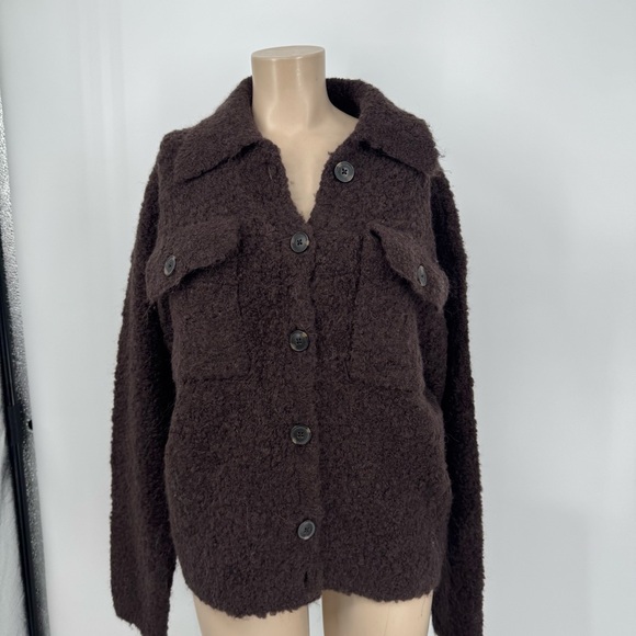 NWT Madewell Bouclé-Knit Sweater Jacket in Dark Carob - Picture 5 of 13